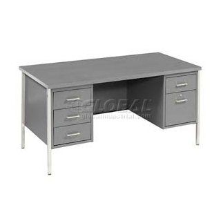 60" X 30" Double Pedestal Desk   Gray/Gray Top  Office Desks 