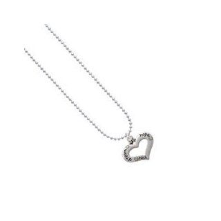 Heart with 3 AB Crystals   Dream, Hope, Wish Ball Chain Charm Necklace [Jewelry] Jewelry