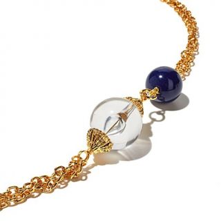 Ben Amun "Riviera" Clear and Lapis Color Two Row Goldtone 52 3/4" Station Neckl