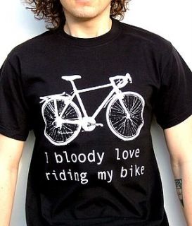'bloody love riding my bike' t shirt by kelly connor designs knitting bags and gifts