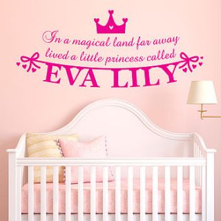 personalised little princess wall sticker by megan claire