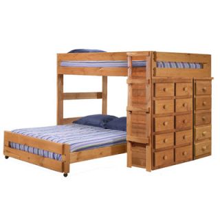 Chelsea Home Full Over Full L Shaped Bunk Bed with 15 Drawer Chest