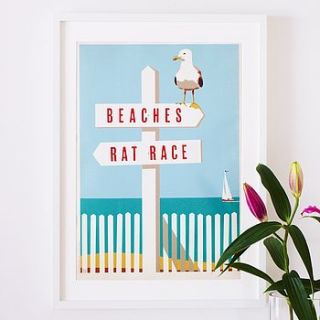 beaches rat race signpost print by i heart travel art.