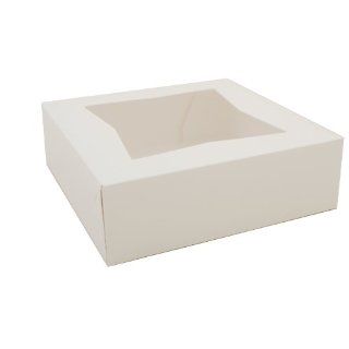 Southern Champion Tray 24013 Paperboard White Window Bakery Box, 8" Length x 8" Width x 2 1/2" Height (Case of 200)