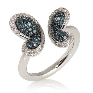0.58ct Blue and White Diamond Sterling Silver Butterfly Design Ring