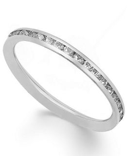 14k White Gold Ring, Cubic Zirconia Polished Band (1 1/2 mm)   Rings   Jewelry & Watches