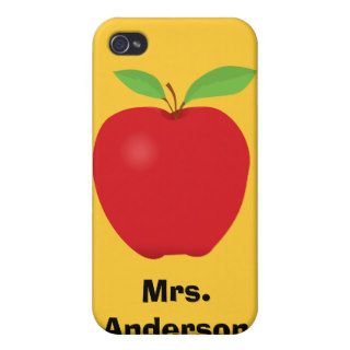 Red Apple on Yellow background and personalized Cover For iPhone 4