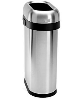 simplehuman Brushed Stainless Steel 50 Liter Slim Open Trash Can   Kitchen Gadgets   Kitchen