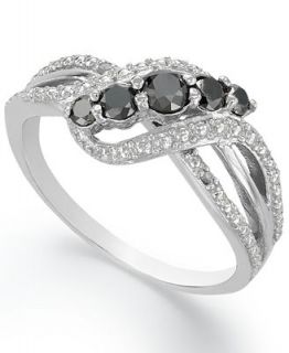 Victoria Townsend Sterling Silver Ring, Black Diamond Crisscross Ring (1/2 ct. t.w.)   Rings   Jewelry & Watches