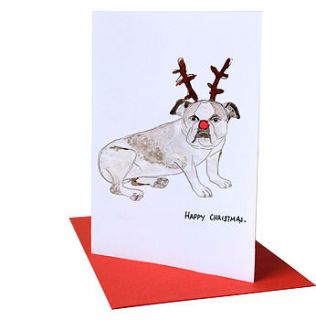 'happy christmas' bulldog christmas card by blank inside
