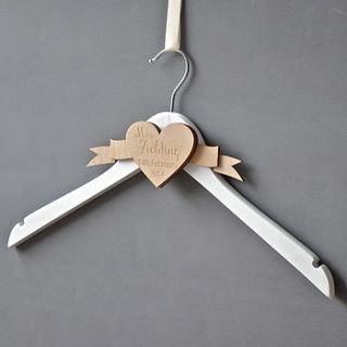 personalised engraved wedding dress hanger by clouds and currents
