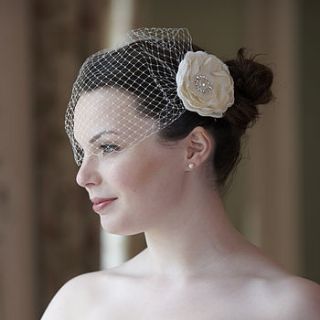 bella bridal flower and french bandeau veil by lily bella
