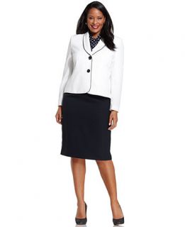 Le Suit Plus Size Winter White Blazer Skirt Suit with Scarf   Suits & Separates   Plus Sizes