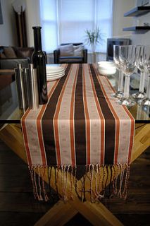 peruvian chocolate & orange table runner by the little pima people