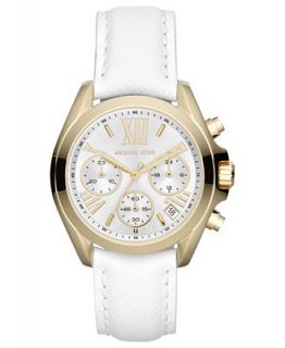 Michael Kors Womens Chronograph Bradshaw White Leather Strap Watch 35mm MK2302   Watches   Jewelry & Watches