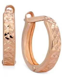 14k Rose Gold Earrings, Polished Hoop   Earrings   Jewelry & Watches