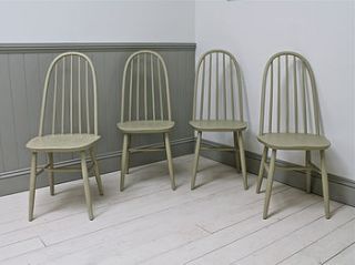 set of four vintage spindle back chairs by distressed but not forsaken