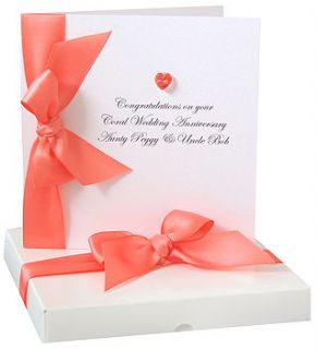 bedazzled coral wedding anniversary card by made with love designs ltd