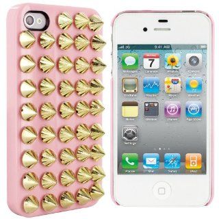 niceeshop(TM) Pink Fashion Full Silver Punk Spikes and Studs Rivet Case Cover For Apple iPhone4/4S+Screen Protector Cell Phones & Accessories