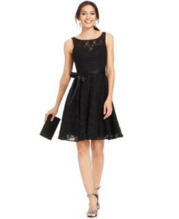 Evan Picone Sleeveless Belted Lace Dress   Dresses   Women