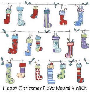 personalised stocking's christmas card by lottie lane