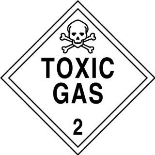 Accuform Signs MPL206VS50 Adhesive Vinyl Hazard Class 2 DOT Placard, Legend "TOXIC GAS 2" with Graphic, 10 3/4" Width x 10 3/4" Length, Black on White (Pack of 50) Industrial Warning Signs
