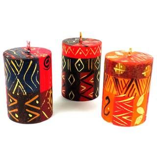 Hand Painted Candles   Three in Box   Bongazi Design (South Africa) Global Crafts Candles & Holders