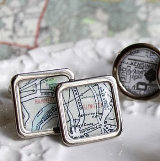 london vintage map cufflinks by posh totty designs boutique