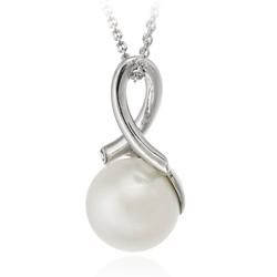 Icz Stonez Sterling Silver Cubic Zirconia White Faux Pearl Necklace ICZ Stonez Pearl Necklaces