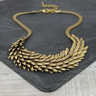 gold metal feather necklace by my posh shop