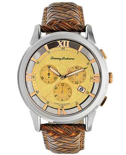 Tommy Bahama Watch, Mens Swiss Chronograph Honey Brown Woven Leather Strap 42mm TB1227   Watches   Jewelry & Watches