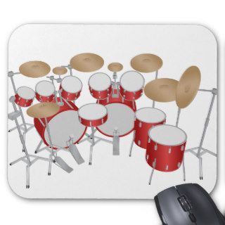 10 Piece Drum Kit Vector Drawing Mousepad