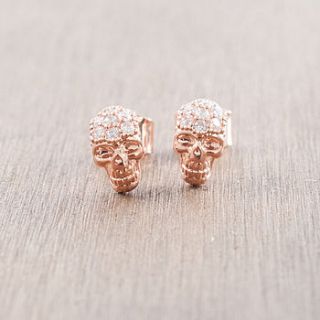 rose gold skull stud earrings by astrid & miyu
