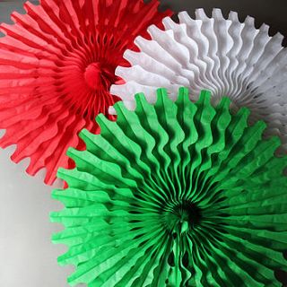 paper tissue fan christmas decorations by pearl and earl