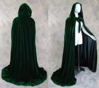 Artemisia Designs Renaissance Lined Velvet Cloak Dark Green and Black One Size Adult Sized Costumes Clothing