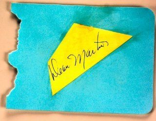 Dean Martin Autograph   Autograph Page Cut   Signed in Ballpoint Pen   Films Ocean's Eleven / Rio Bravo / The Caddy   Rare   Collectible Dean Martin Entertainment Collectibles