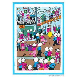 shopping greeting card by cat rabbit graphics