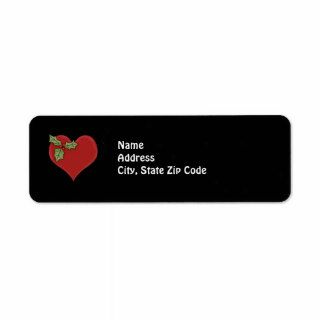 Red Heart and Green Holly Holiday Return Address Custom Return Address Label