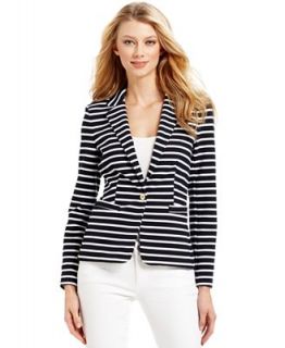 MICHAEL Michael Kors Petite Jacket, Long Sleeve Striped Blazer   Jackets & Blazers   Women