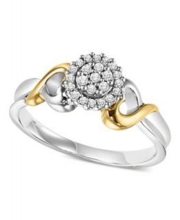 Diamond Engagement Ring, Sterling Silver and 14k Yellow Gold Diamond Heart Ring (1/8 ct. t.w.)   Rings   Jewelry & Watches