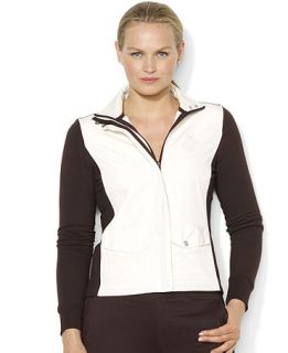 Lauren Ralph Lauren Plus Size Colorblocked Zip Up Mock Neck Jacket   Jackets & Blazers   Plus Sizes