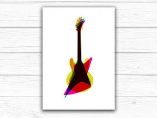 overlapping guitar art print by knockout