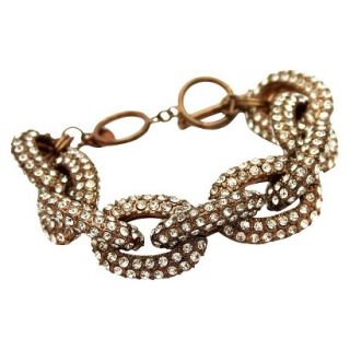 Womens Pave Link Bracelet with Toggle Closure   Bronze/Clear (9)