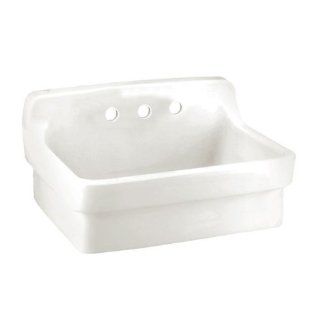 American Standard 9061.193.020 Plaster Work Sink with 8 Inch Faucet Spacing, High Backsplash and Wall Hanger, White   Utility Sinks  