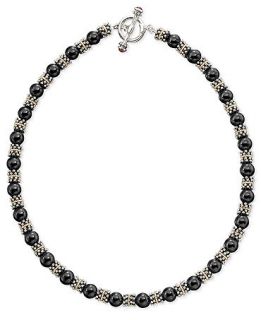 14k Gold & Sterling Silver Onyx Beaded Necklace   Jewelry & Watches