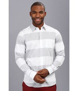 French Connection Lifeline Stripe Shirt Mens Long Sleeve Button Up (White)