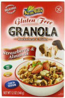 Sam Mills Gluten Free Strawberry and Almonds Granola, 12 Ounce  Granola Breakfast Cereals  Grocery & Gourmet Food