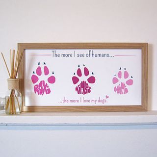 personalised pet paw print by name art