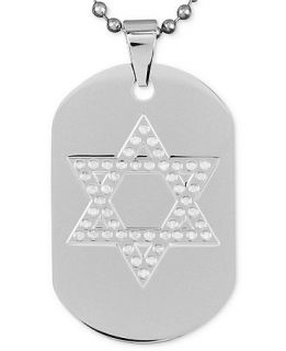Mens Diamond Necklace, Stainless Steel Diamond Star of David Dog Tag Pendant (1/2 ct. t.w.)   Necklaces   Jewelry & Watches