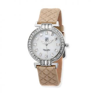 Victoria Wieck Ladies' Crystal Round and Baguette Quilted Strap Watch
